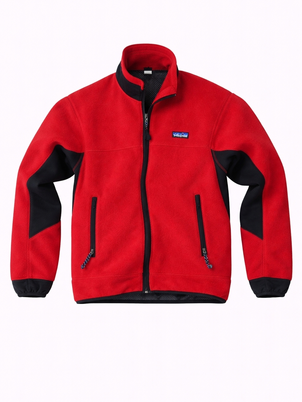 Vtg Made In USA Patagonia Red Fleece Jacket with Black Panels